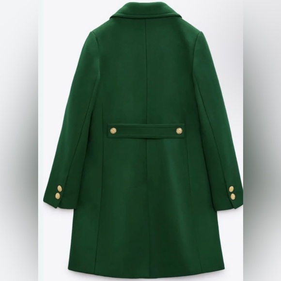ZARA Manteco Wool Coat — Moss Green — Gold Buttons — Size M — NWT - Picture 2 of 16
